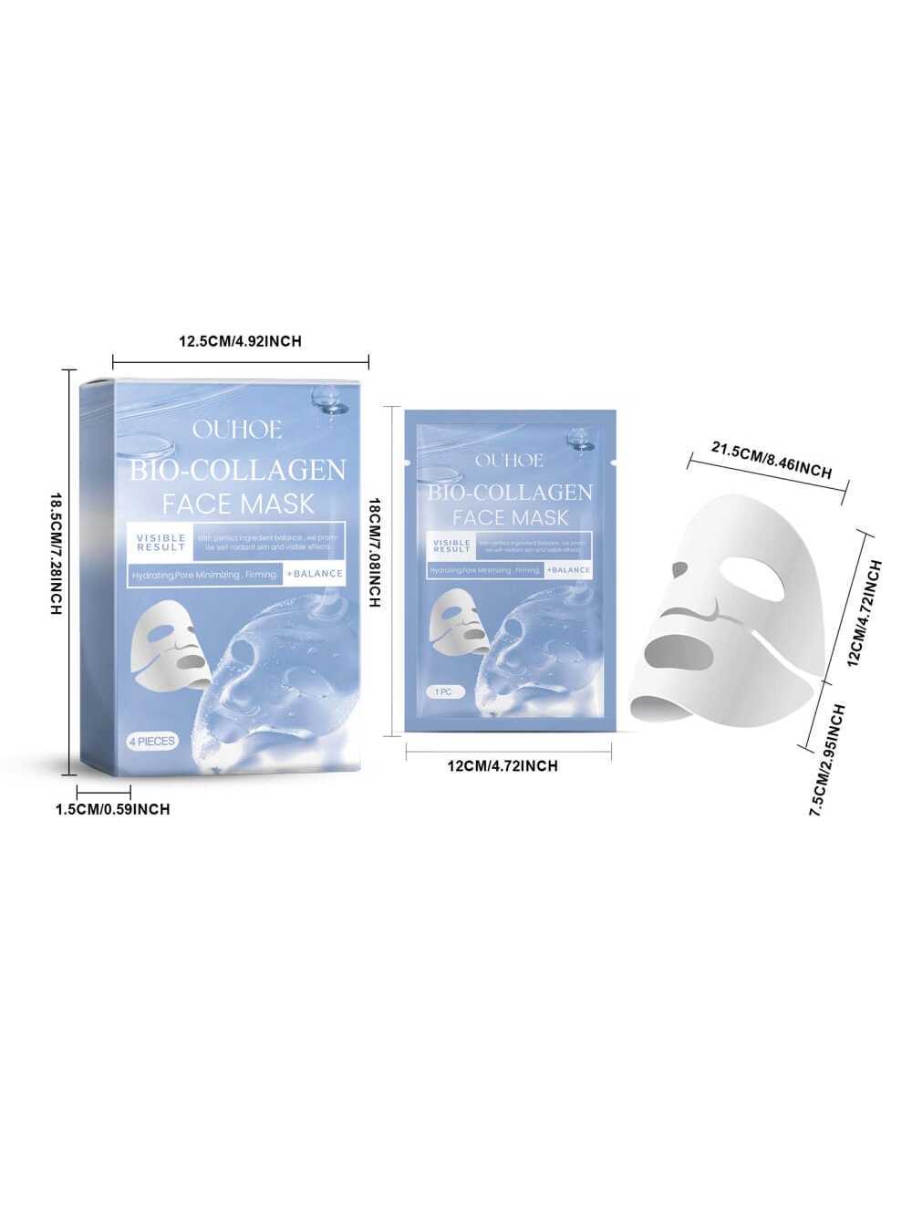 ZyraBeauty 4PCS Bio-Collagen Glow Mask Overnight – Korean Deep Hydrating & Firming Hydrogel Mask for All Skin Types with Pure Collagen Films