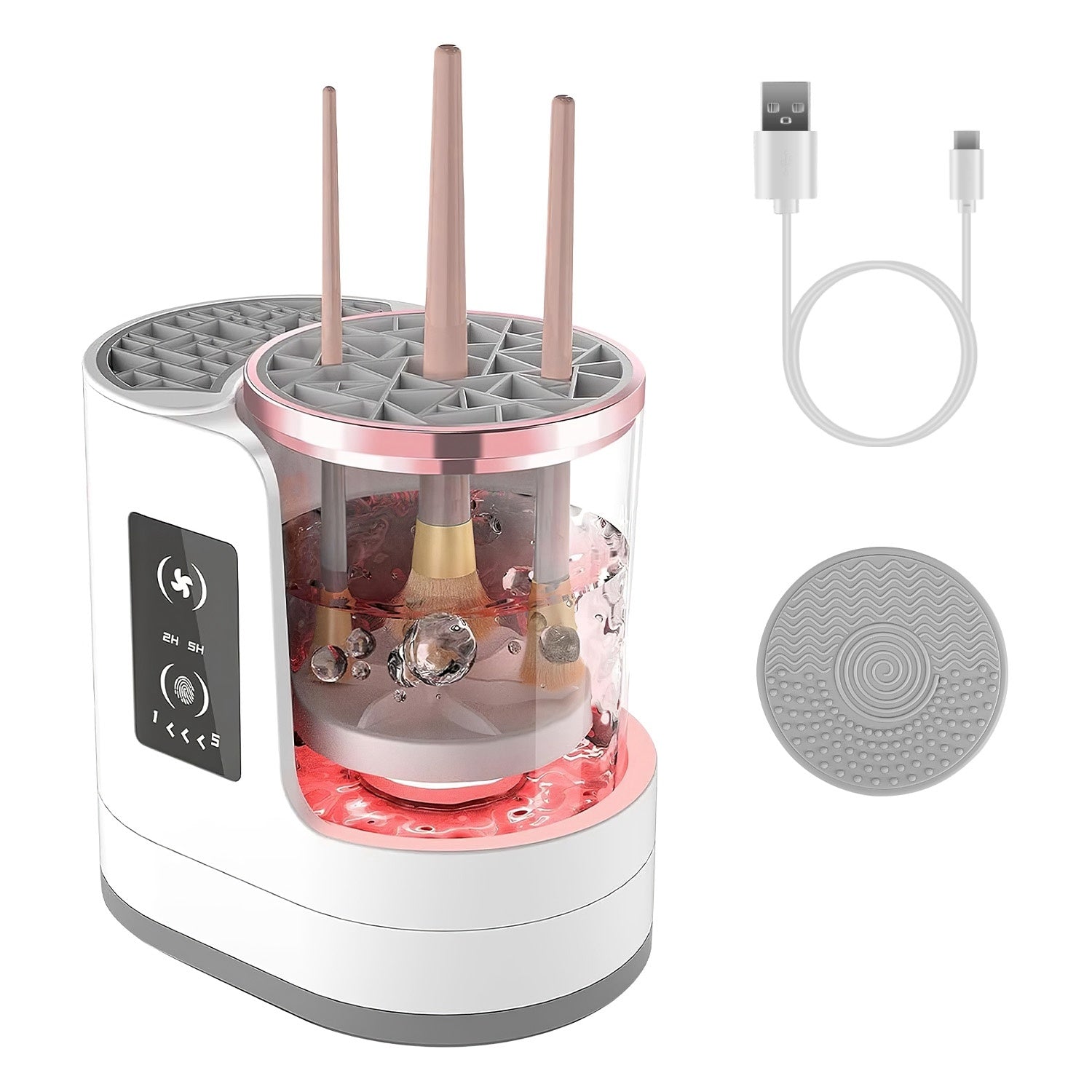 ZyraBeauty 4-in-1 Electric Makeup Brush Cleaner with UV Disinfection – USB Powered Automatic Machine with Timer & Digital Display for All Brush Types