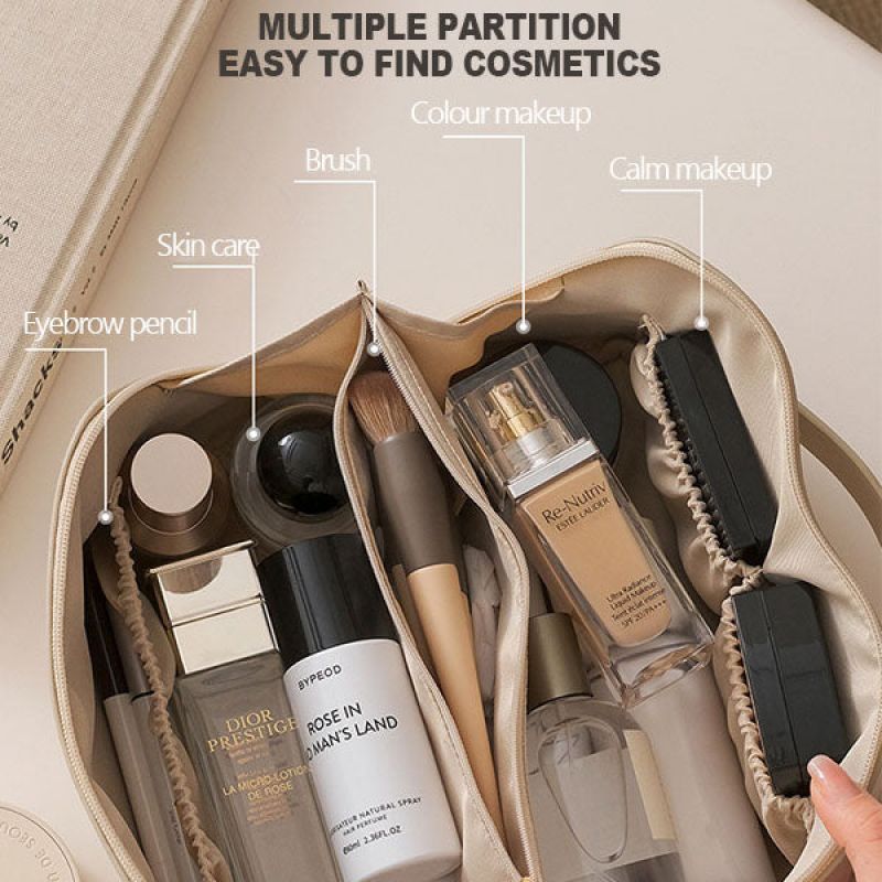 ZyraBeauty Large Capacity Travel Cosmetic Bag – Multifunction Toiletry Organizer for Women, Waterproof PU Leather Makeup Storage Case