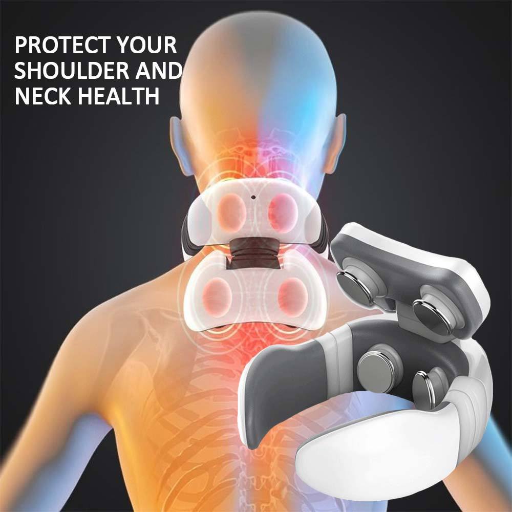 ZyraBeauty Smart Electric Pulse Neck & Back Massager – 4D Hot Compress with 6 Comfort Modes
