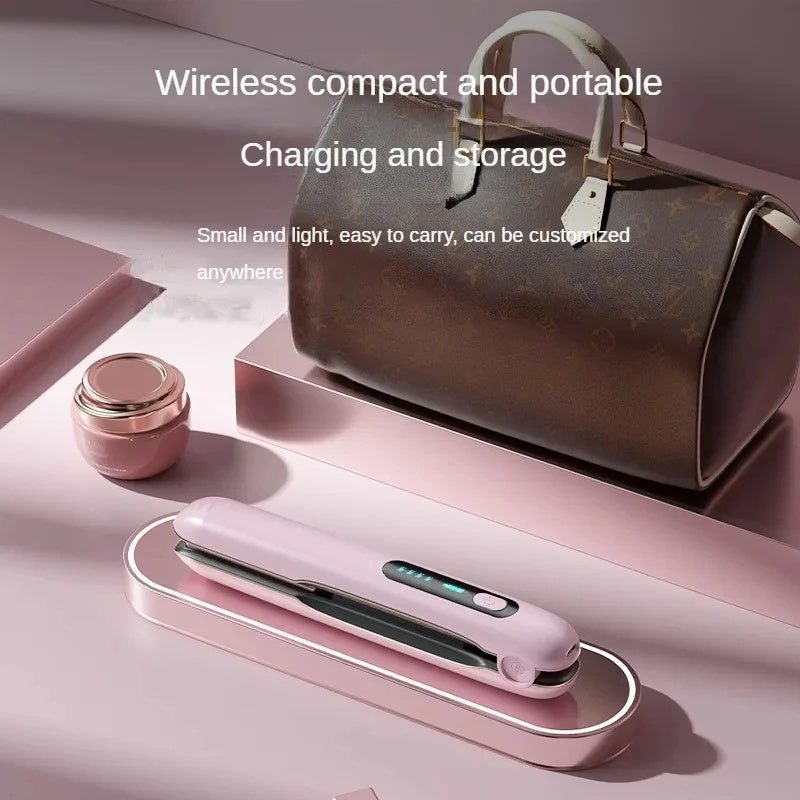 ZyraBeauty Wireless Hair Straightener & Curler – 2-in-1 USB Rechargeable 5000mAh Cordless Flat Iron, 4 Temp Levels