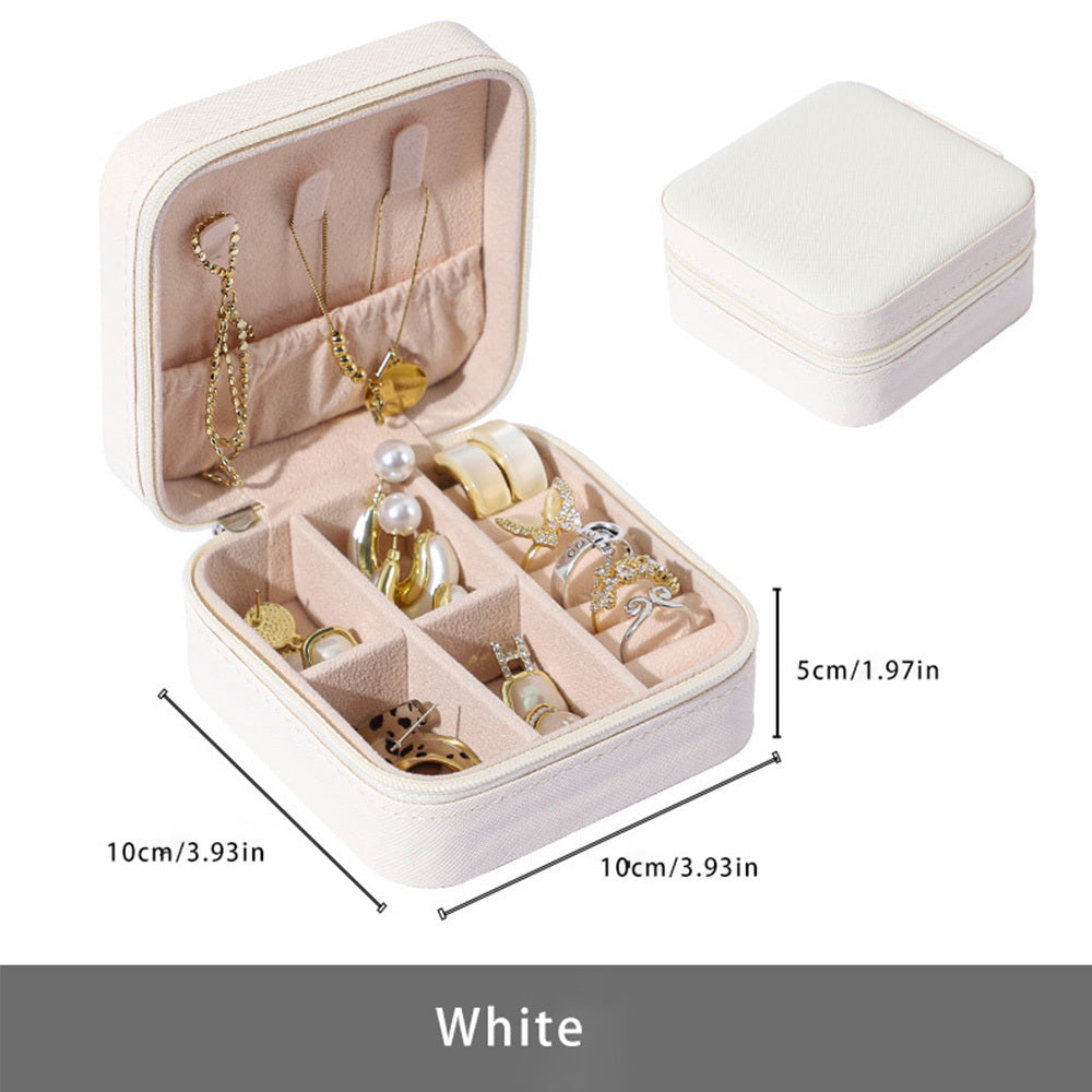ZyraBeauty 2pcs Portable Leather Jewelry Storage Boxes – Mini PU Travel Organizer Case for Rings, Earrings & Necklaces