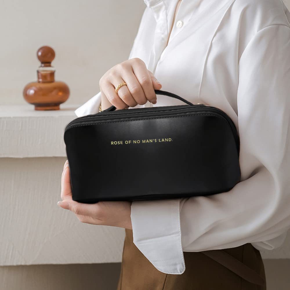 ZyraBeauty Large Capacity Travel Cosmetic Bag – Multifunction Toiletry Organizer for Women, Waterproof PU Leather Makeup Storage Case