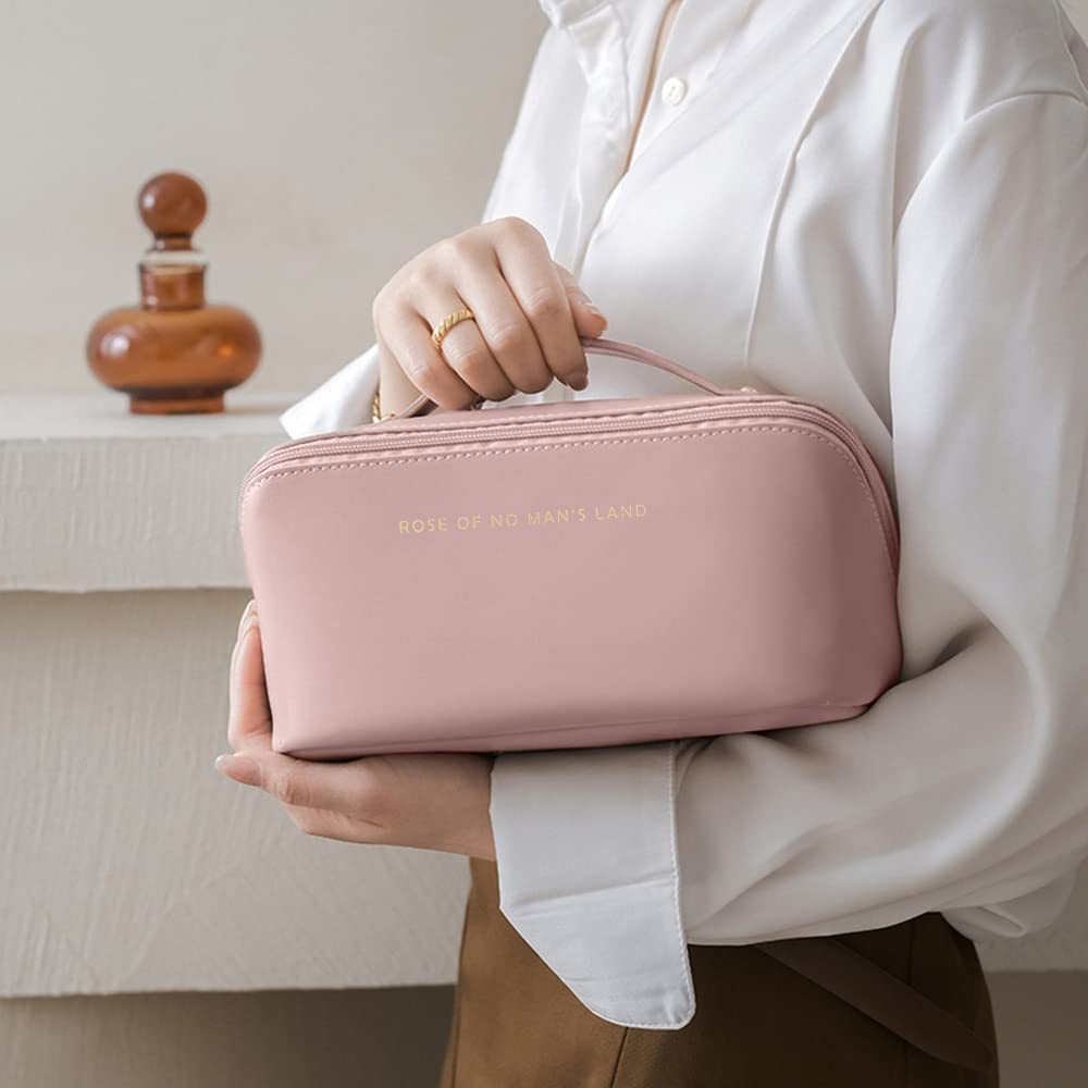 ZyraBeauty Large Capacity Travel Cosmetic Bag – Multifunction Toiletry Organizer for Women, Waterproof PU Leather Makeup Storage Case