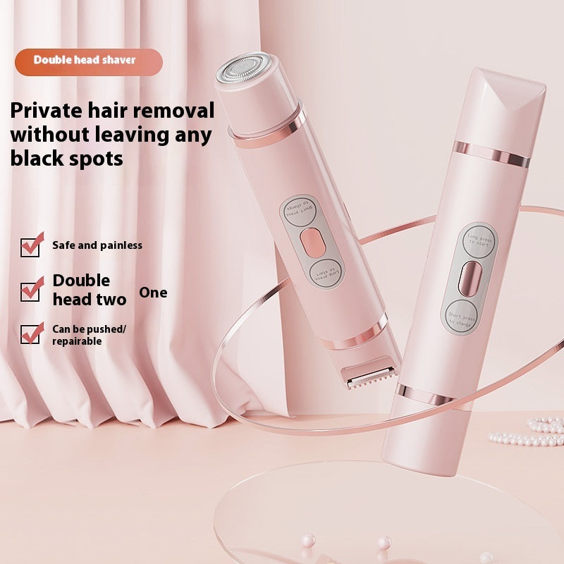 ZyraBeauty Dual-Head Electric Shaver for Women – Painless Epilator & Bikini Hair Trimmer, USB Rechargeable