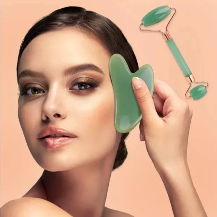 ZyraBeauty Gua Sha Board 2PCS Set – Natural Resin Facial & Body Massager for Lifting, Anti-Wrinkle, Jawline Sculpting & Puffiness Relief