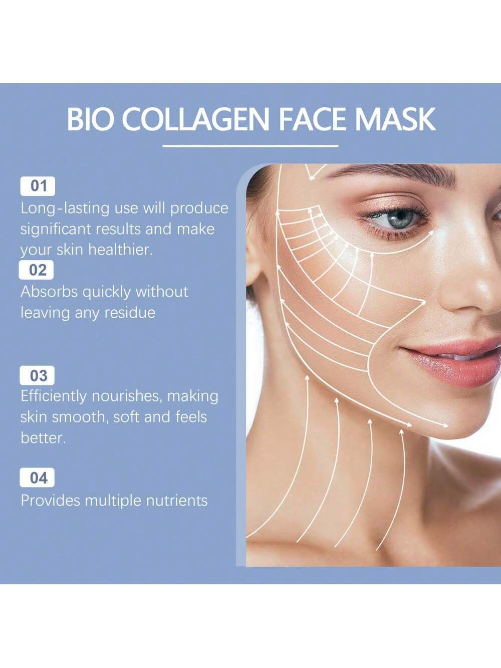 ZyraBeauty 4PCS Bio-Collagen Glow Mask Overnight – Korean Deep Hydrating & Firming Hydrogel Mask for All Skin Types with Pure Collagen Films