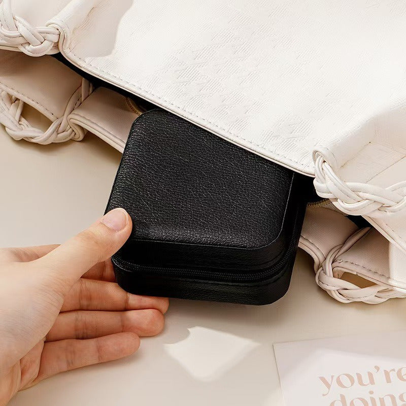 ZyraBeauty Neveika Portable Travel Mini Jewelry Box – Leather Ring & Earring Organizer Case for Women & Girls