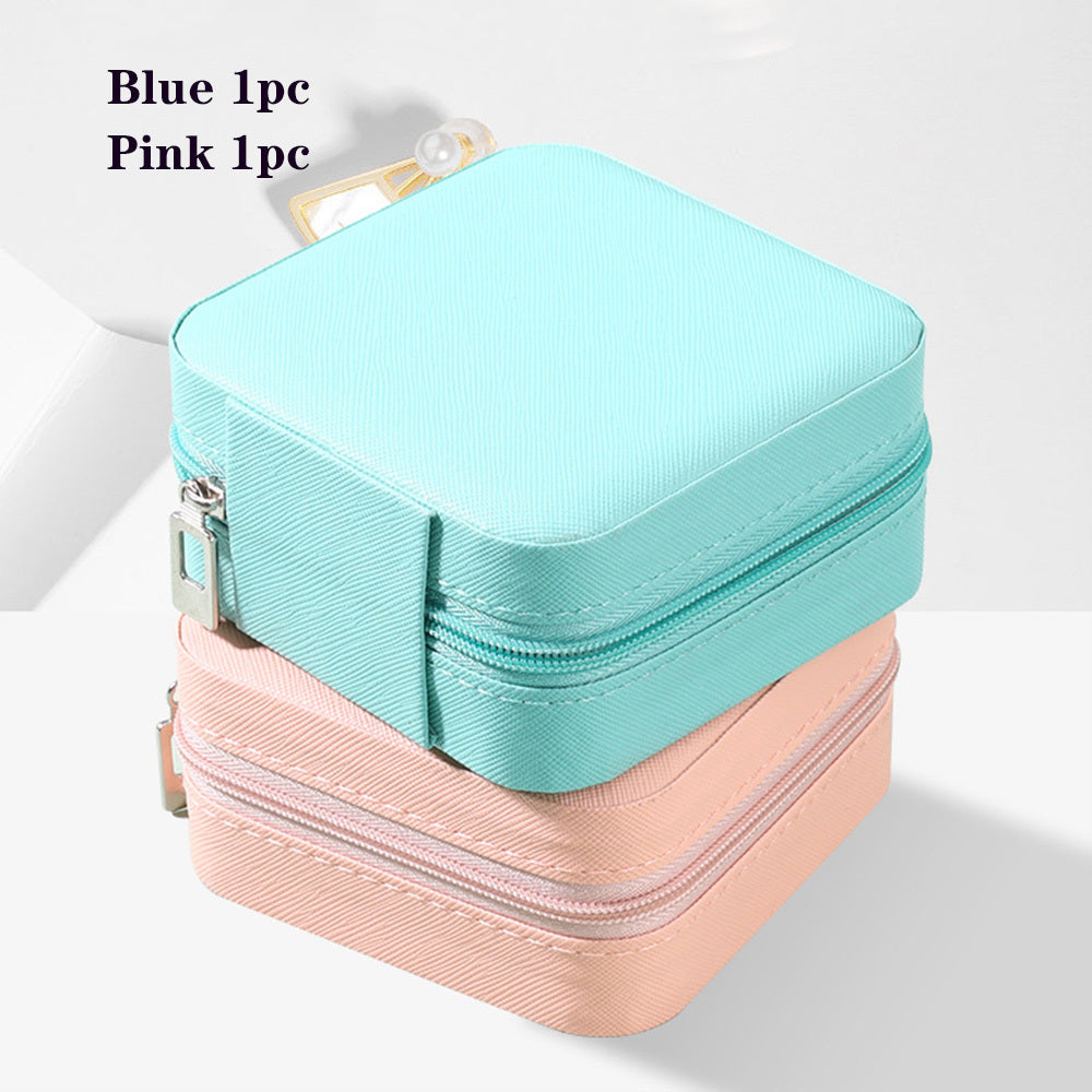 ZyraBeauty 2pcs Portable Leather Jewelry Storage Boxes – Mini PU Travel Organizer Case for Rings, Earrings & Necklaces