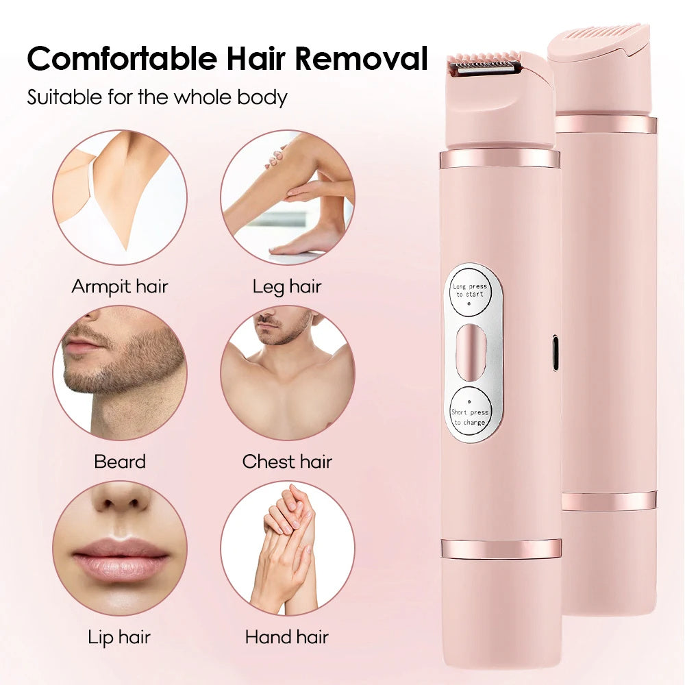 ZyraBeauty Dual-Head Electric Shaver for Women – Painless Epilator & Bikini Hair Trimmer, USB Rechargeable