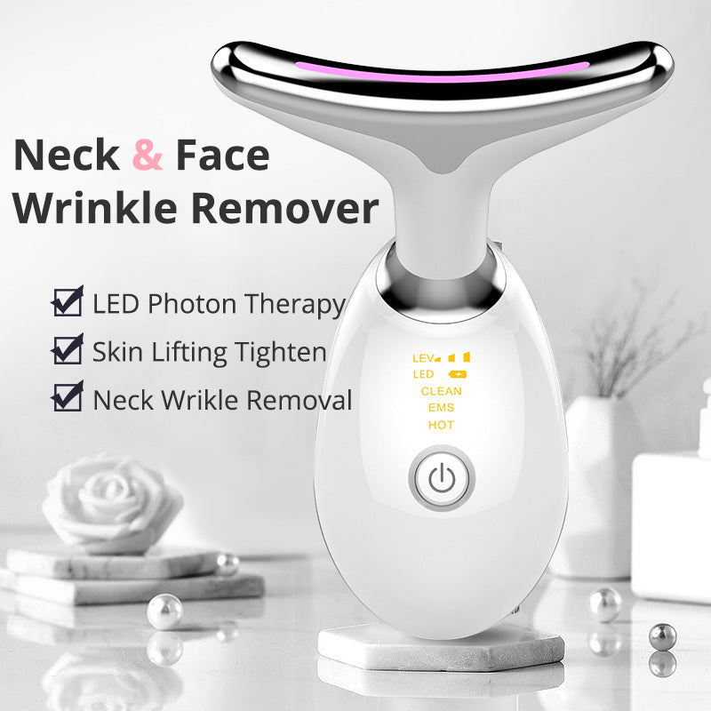 ZyraBeauty EMS Neck Lifting & Tightening Massager – Microcurrent Wrinkle Remover with Heat, Vibration & LED Light Therapy for Firm, Glowing Skin