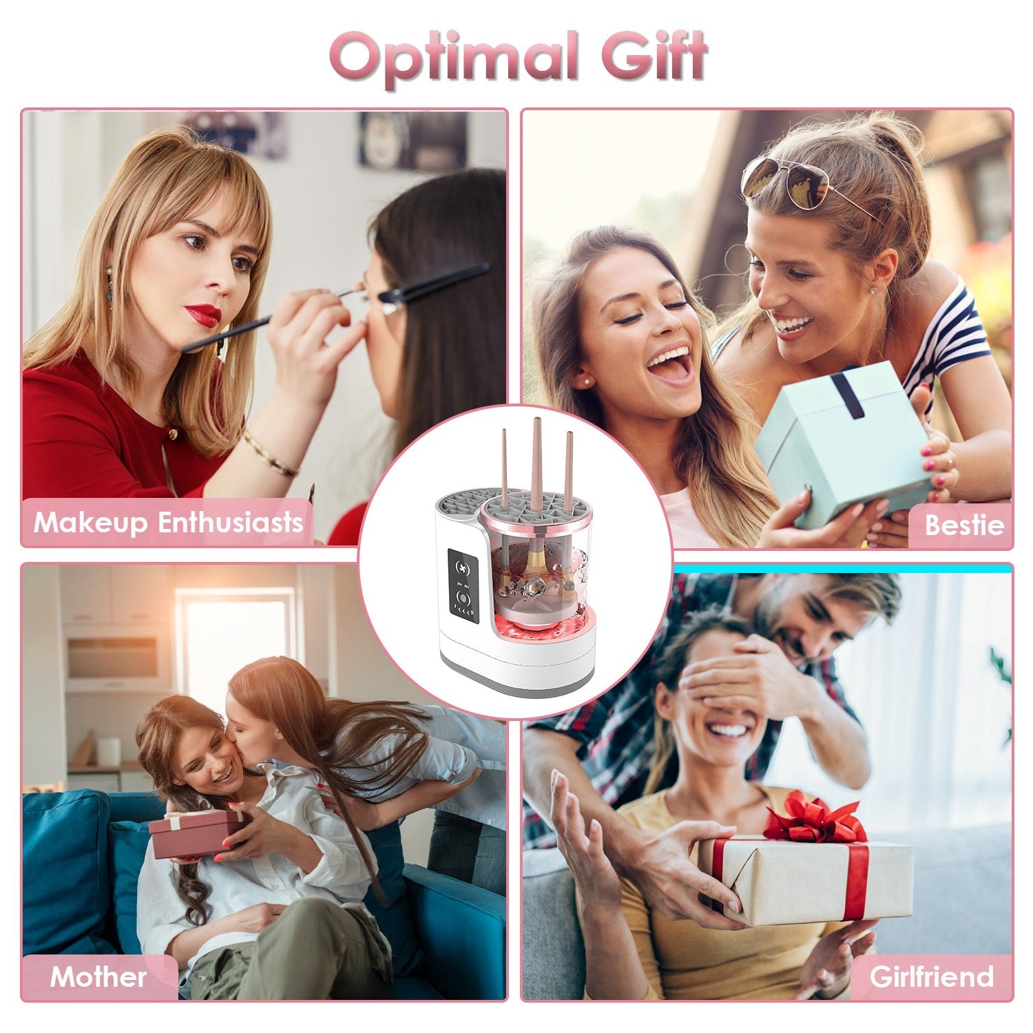 ZyraBeauty 4-in-1 Electric Makeup Brush Cleaner with UV Disinfection – USB Powered Automatic Machine with Timer & Digital Display for All Brush Types