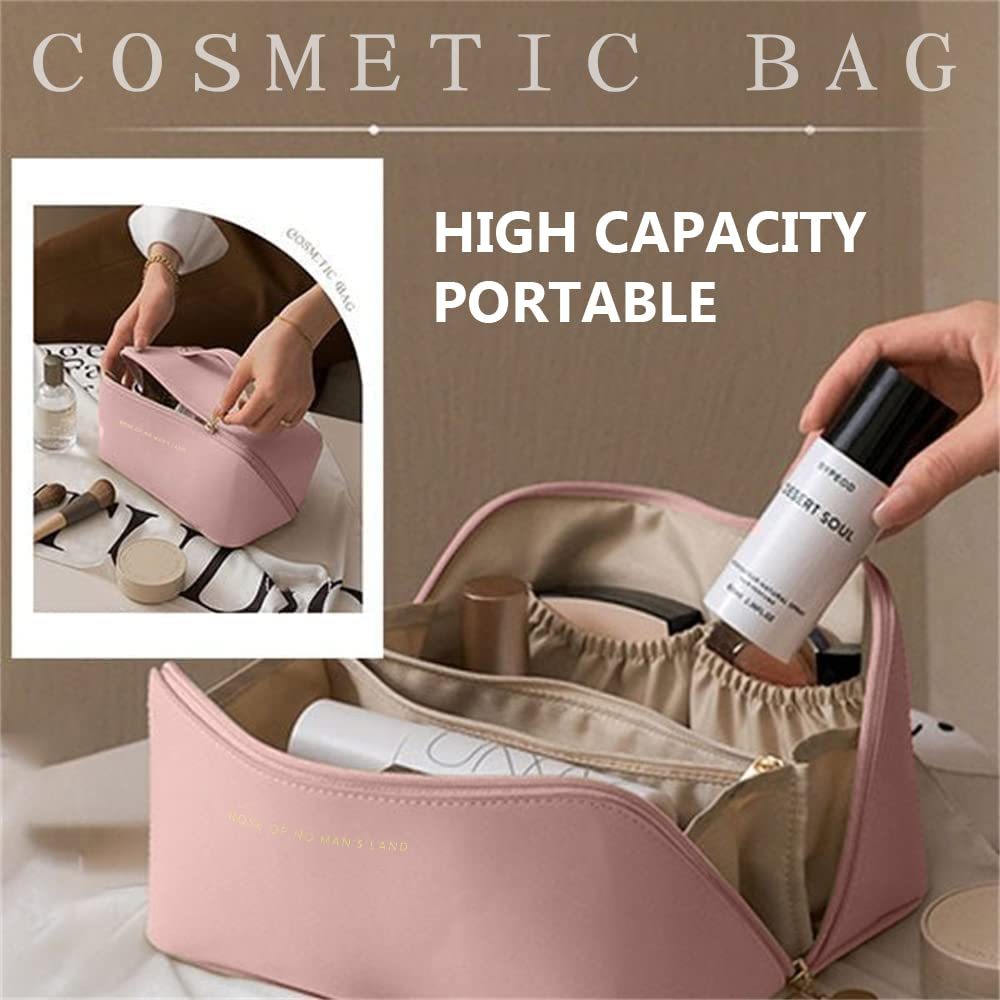 ZyraBeauty Large Capacity Travel Cosmetic Bag – Multifunction Toiletry Organizer for Women, Waterproof PU Leather Makeup Storage Case
