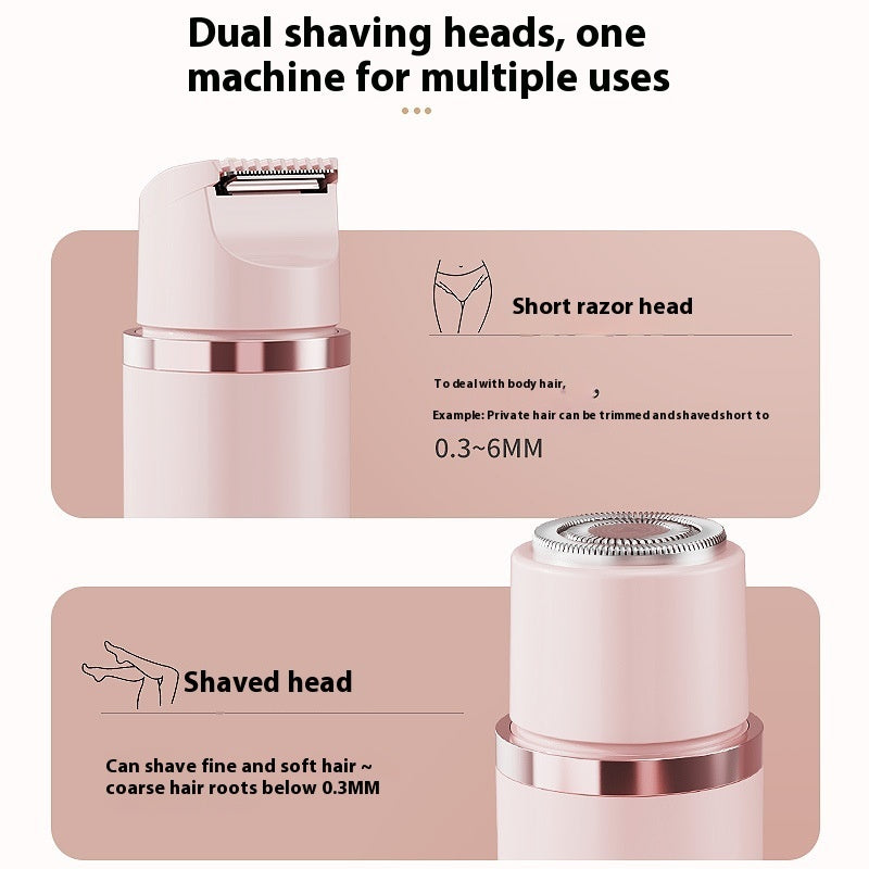 ZyraBeauty Dual-Head Electric Shaver for Women – Painless Epilator & Bikini Hair Trimmer, USB Rechargeable