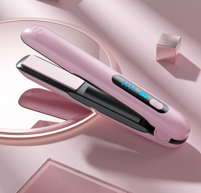 ZyraBeauty Wireless Hair Straightener & Curler – 2-in-1 USB Rechargeable 5000mAh Cordless Flat Iron, 4 Temp Levels