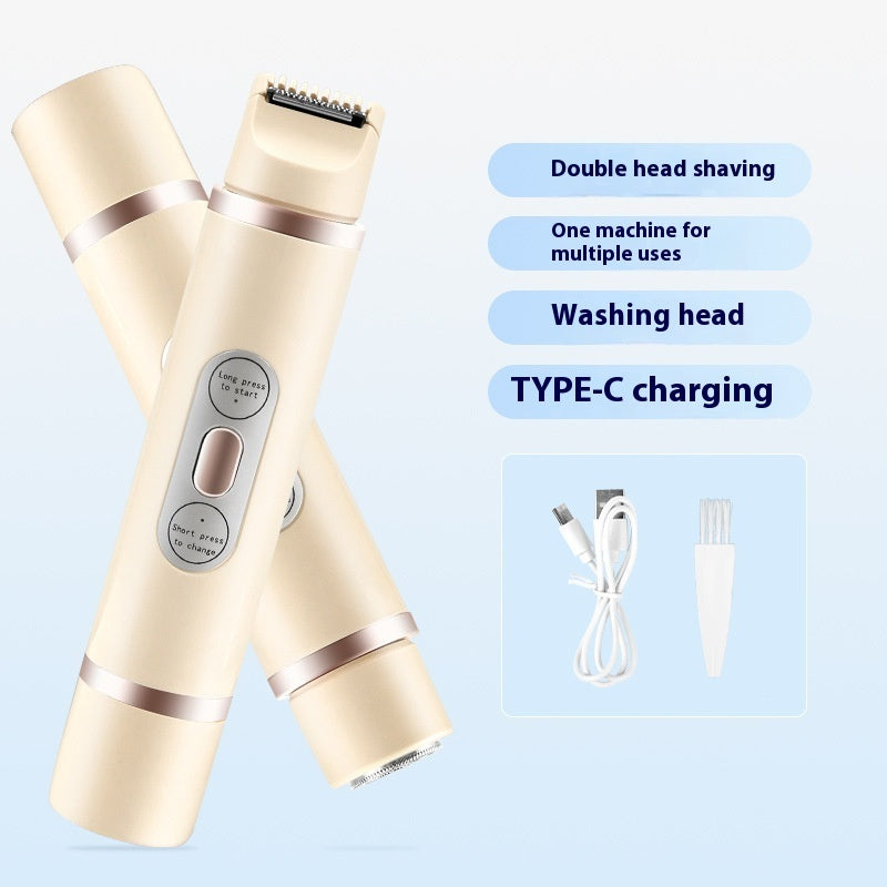 ZyraBeauty Double-Head Electric Shaver for Women – Painless Body Hair Removal, USB Rechargeable, Waterproof