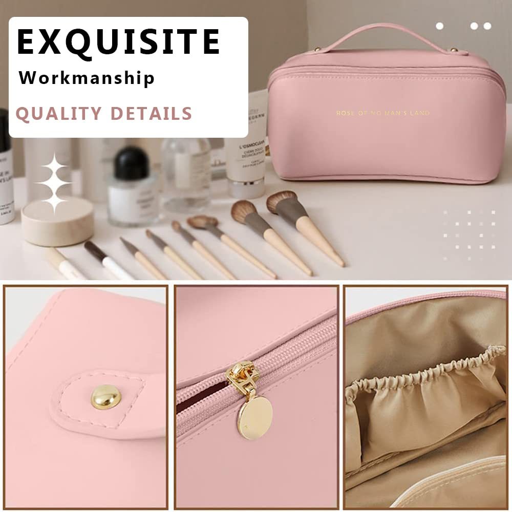 ZyraBeauty Large Capacity Travel Cosmetic Bag – Multifunction Toiletry Organizer for Women, Waterproof PU Leather Makeup Storage Case