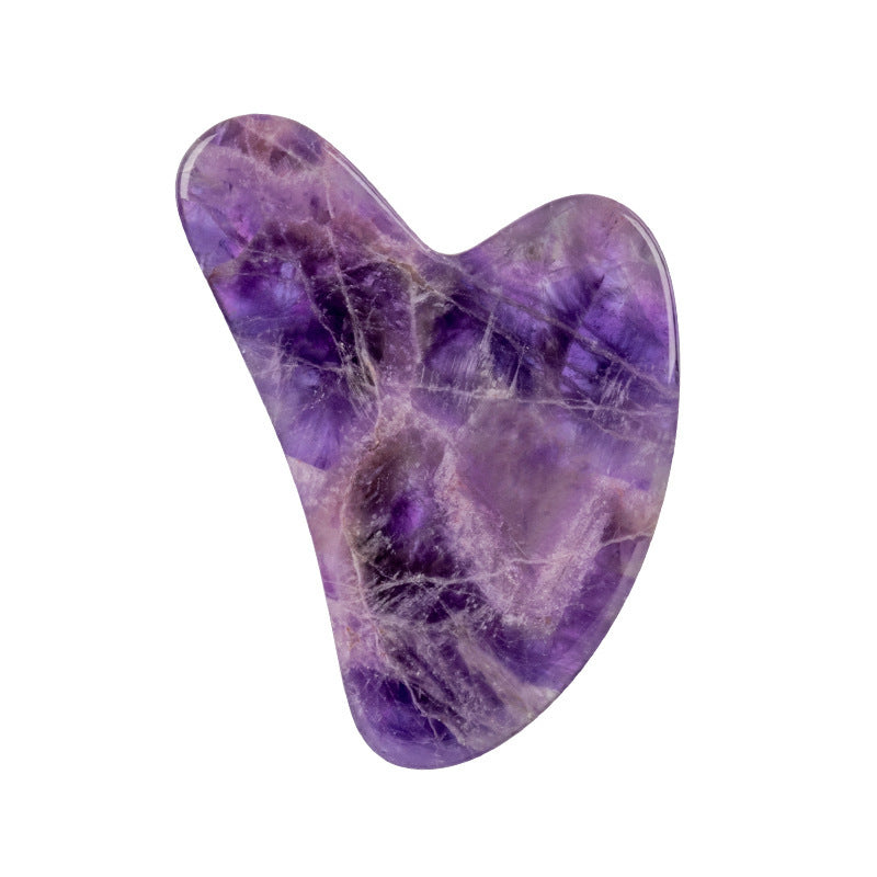 ZyraBeauty Amethyst Roller Set with Heart-Shaped Gua Sha Massager – Natural Crystal Facial Roller & Scraper for Skin Detox & Rejuvenation