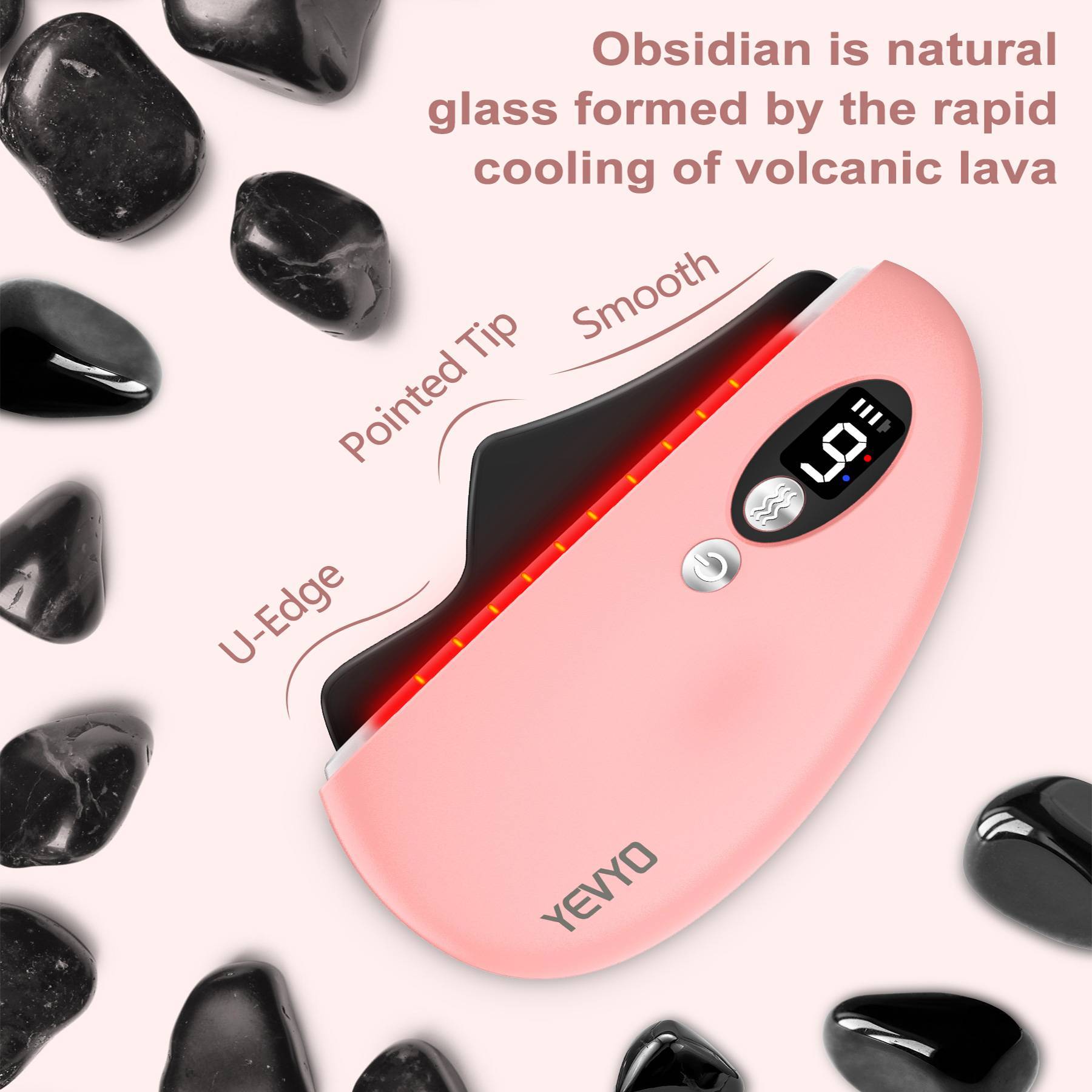 ZyraBeauty Electric Gua Sha Facial Tool with Heat & Vibration – Natural Obsidian, Anti-Aging Skin Lifting Massager (USA Only)