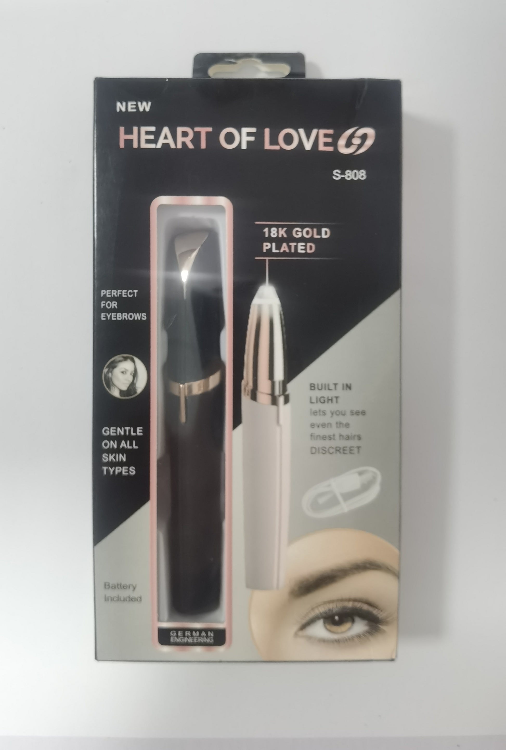 ZyraBeauty Mini Electric Eyebrow Trimmer – Painless Lipstick-Style Razor with LED Light & 18K Gold-Plated Head for Precise, Gentle Hair Removal