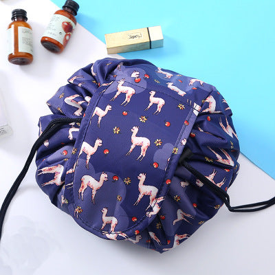ZyraBeauty Animal Print Drawstring Makeup Bag – Large-Capacity, Waterproof, Lazy Cosmetic Pouch for Fast Packing & Travel Storage
