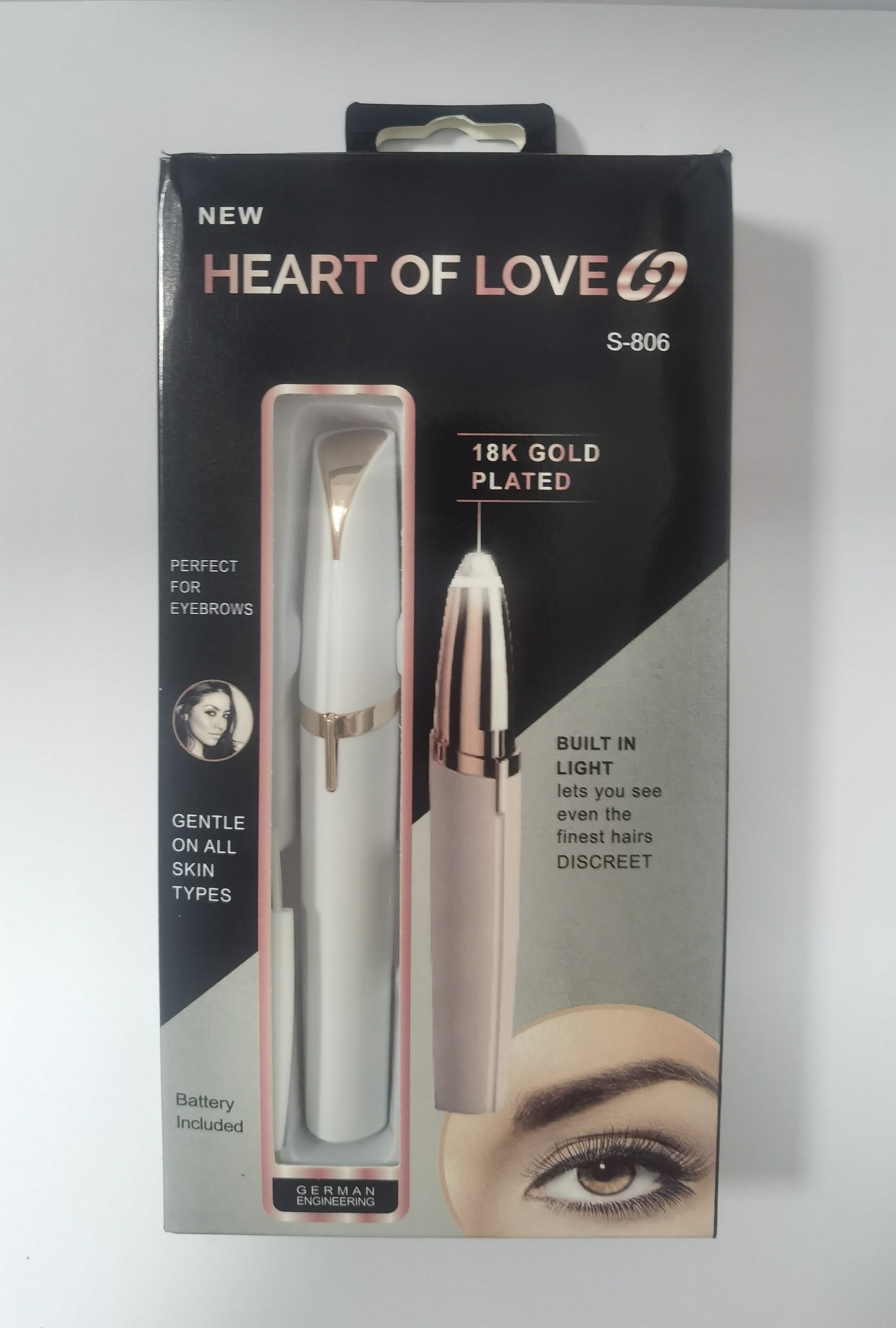 ZyraBeauty Mini Electric Eyebrow Trimmer – Painless Lipstick-Style Razor with LED Light & 18K Gold-Plated Head for Precise, Gentle Hair Removal