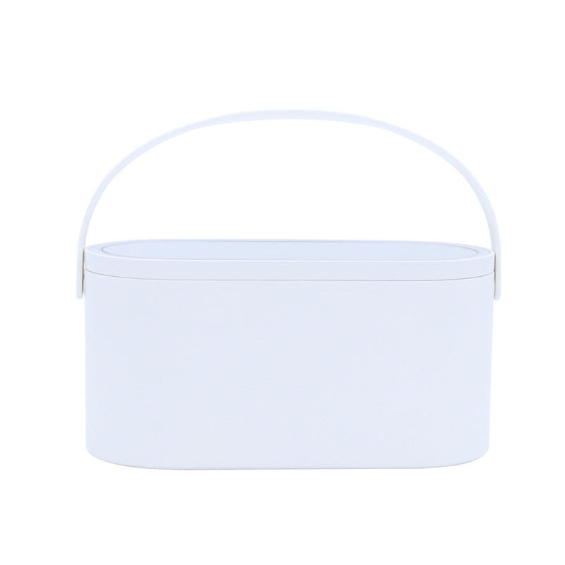 ZyraBeauty Portable LED Makeup Mirror Organizer Box – Touch Sensor Light, Rechargeable, Foldable Desk Storage Case for Travel & Home Use