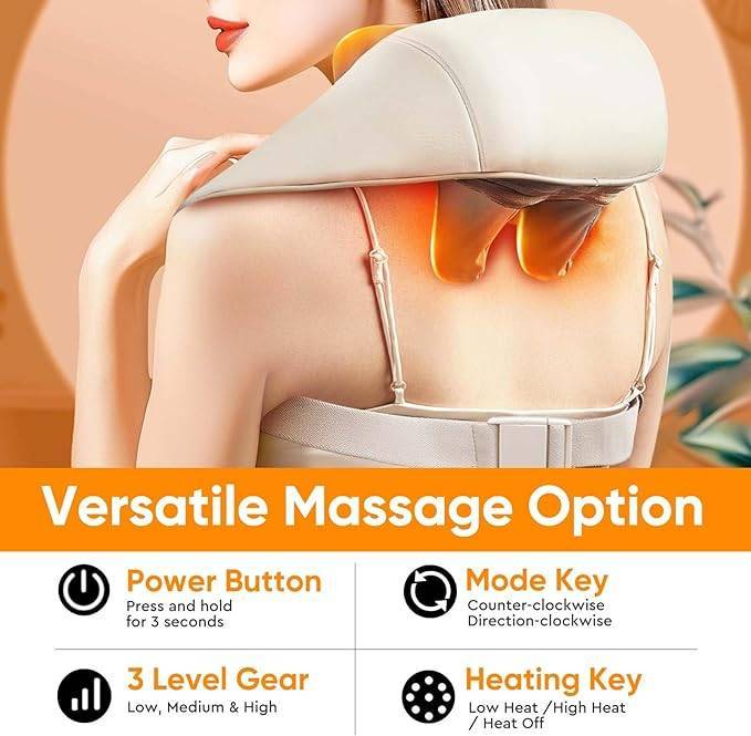ZyraBeauty Electric Neck Massager with Heat – Deep Tissue Neck & Shoulder Massager for Full Body Pain Relief