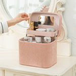 Zyravest Fashion Corduroy Cosmetic Case – Portable Multifunction Makeup Organizer with Zipper | Travel Storage Box (20–35L)