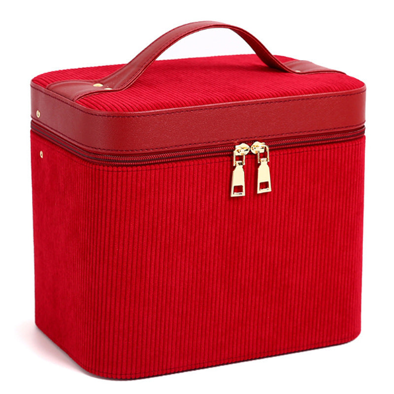 ZyraBeauty Fashion Corduroy Cosmetic Case – Portable Multifunction Makeup Organizer with Zipper | Travel Storage Box (20–35L)