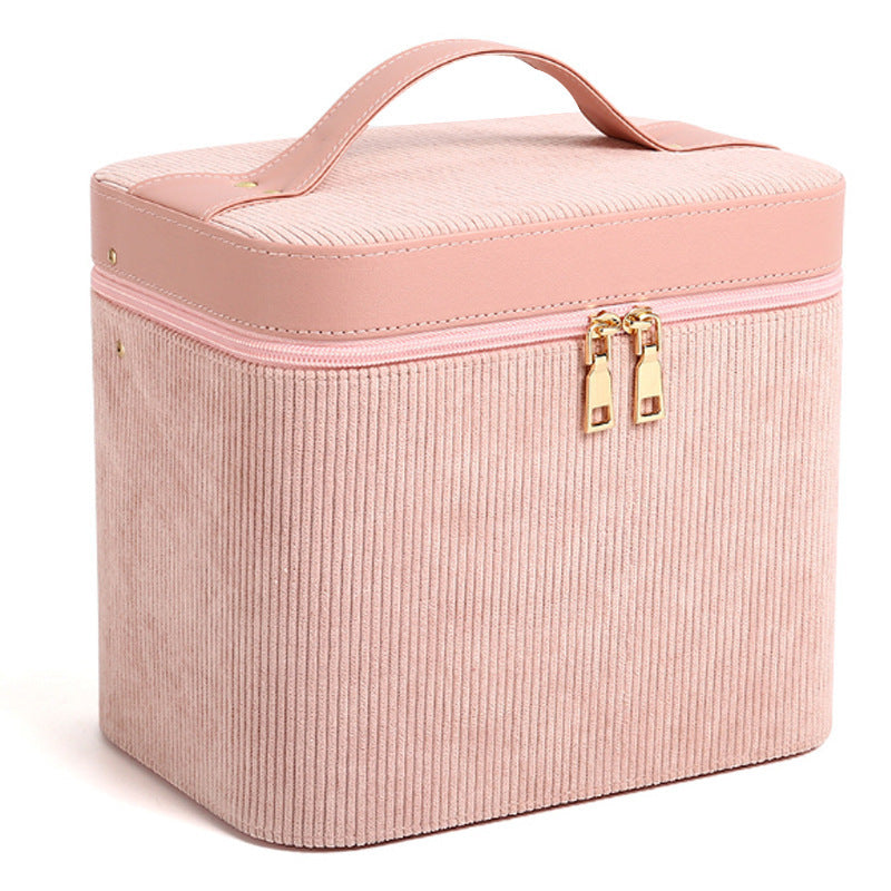 ZyraBeauty Fashion Corduroy Cosmetic Case – Portable Multifunction Makeup Organizer with Zipper | Travel Storage Box (20–35L)