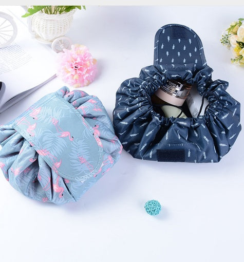 ZyraBeauty Animal Print Drawstring Makeup Bag – Large-Capacity, Waterproof, Lazy Cosmetic Pouch for Fast Packing & Travel Storage