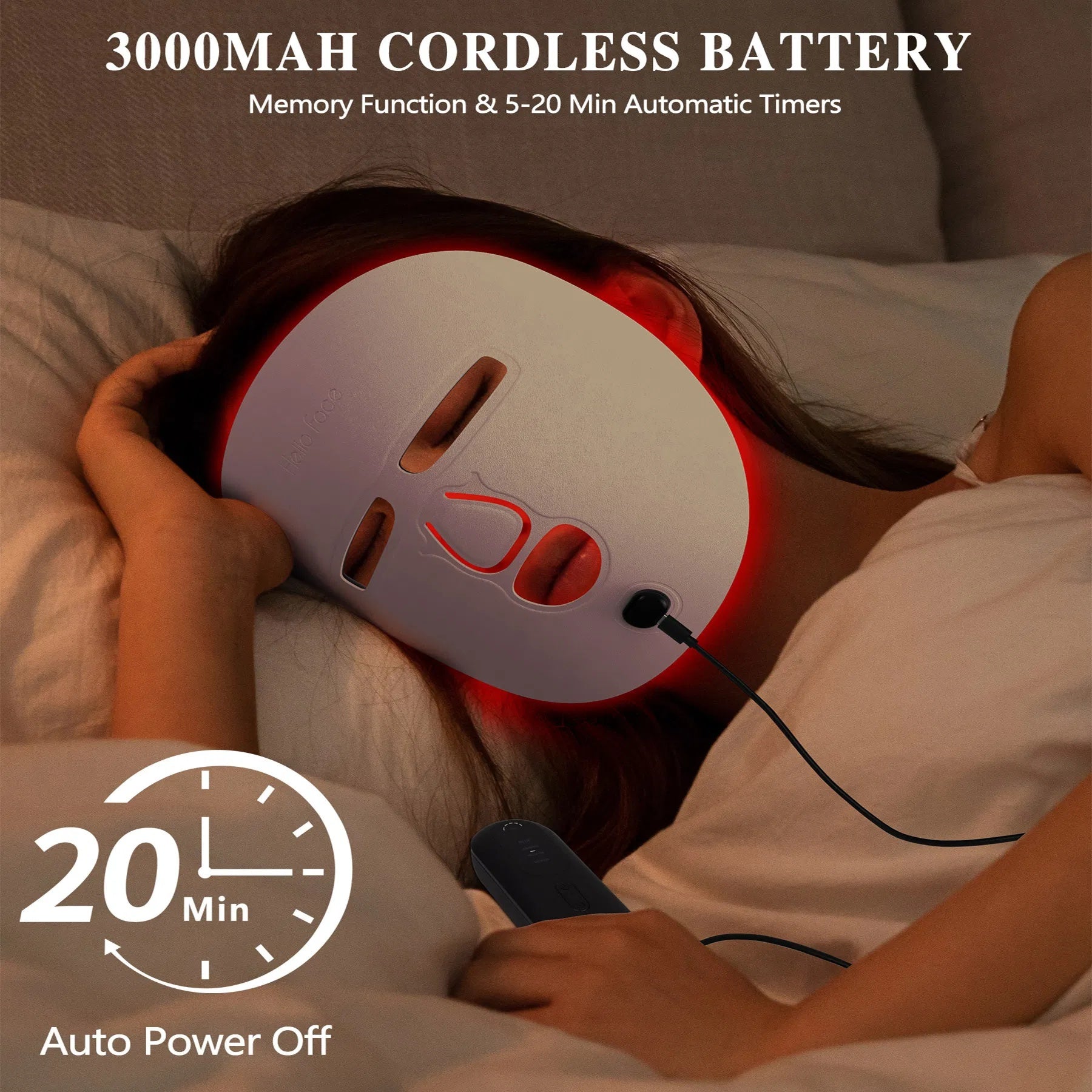 ZyraBeauty LED Face Mask with Red & Blue Light Therapy – Wireless Facial Care Device for Wrinkle Reduction, Acne Treatment & Skin Rejuvenation