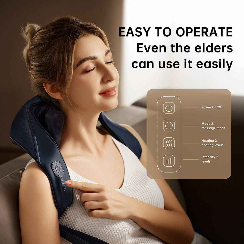 ZyraBeauty Cordless Neck & Back Massager – Deep Tissue Massage with Heat, 6 Heads, Adjustable Intensity