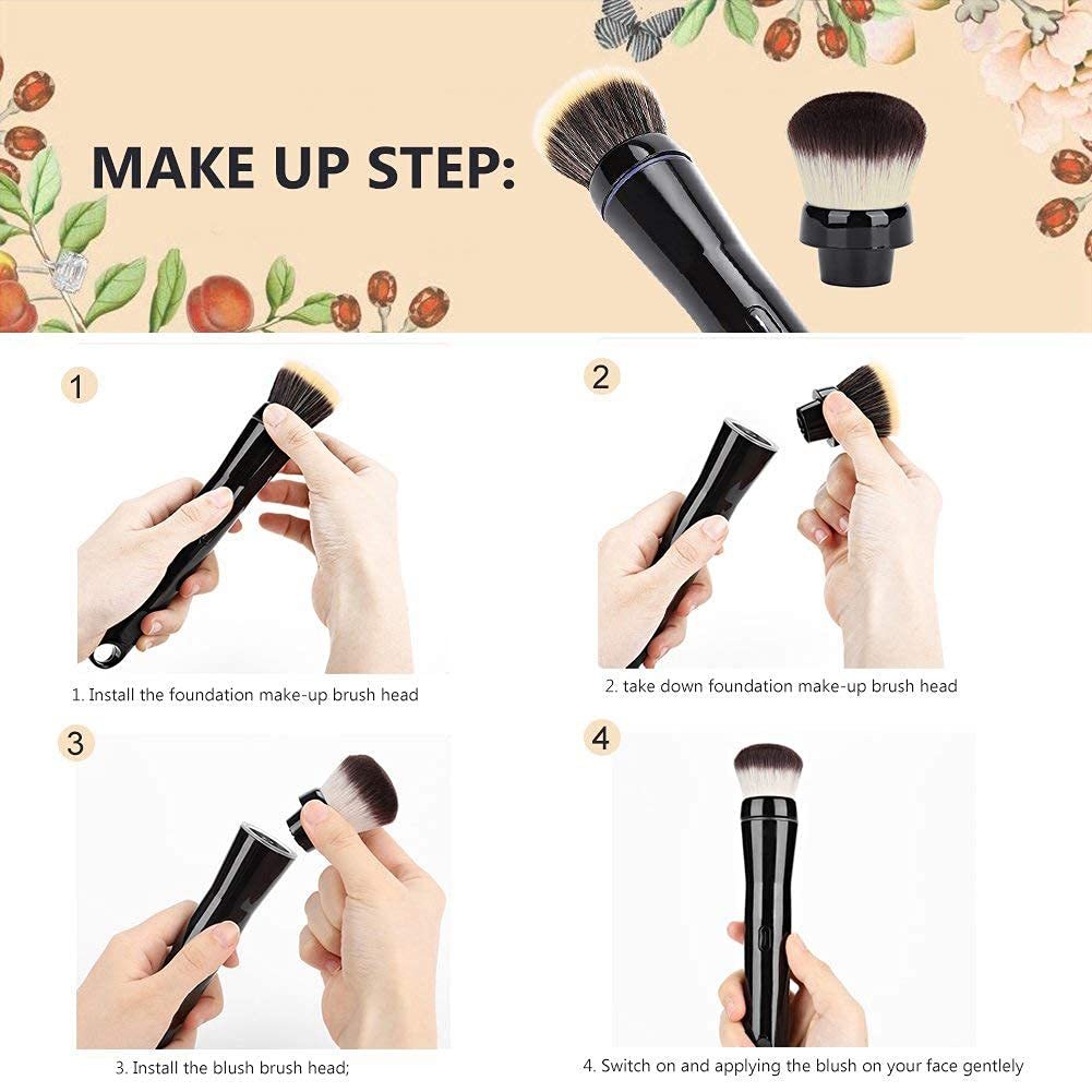 ZyraBeauty Portable Electric Makeup Brush – Rechargeable Travel Cosmetic Tool for Blush, Powder & Foundation with Adjustable Speed & Rotation