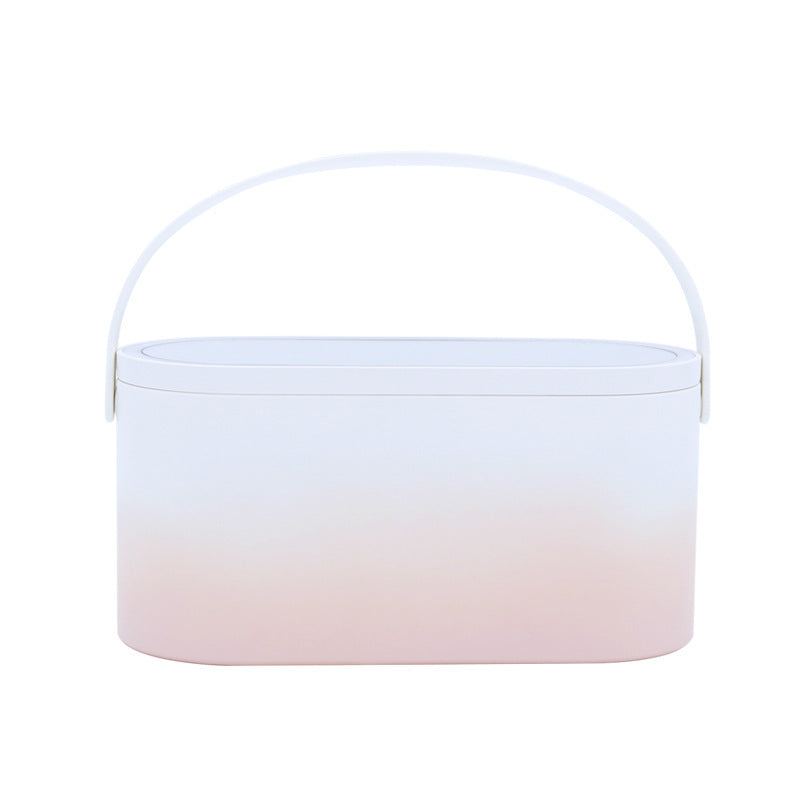 ZyraBeauty Portable LED Makeup Mirror Organizer Box – Touch Sensor Light, Rechargeable, Foldable Desk Storage Case for Travel & Home Use