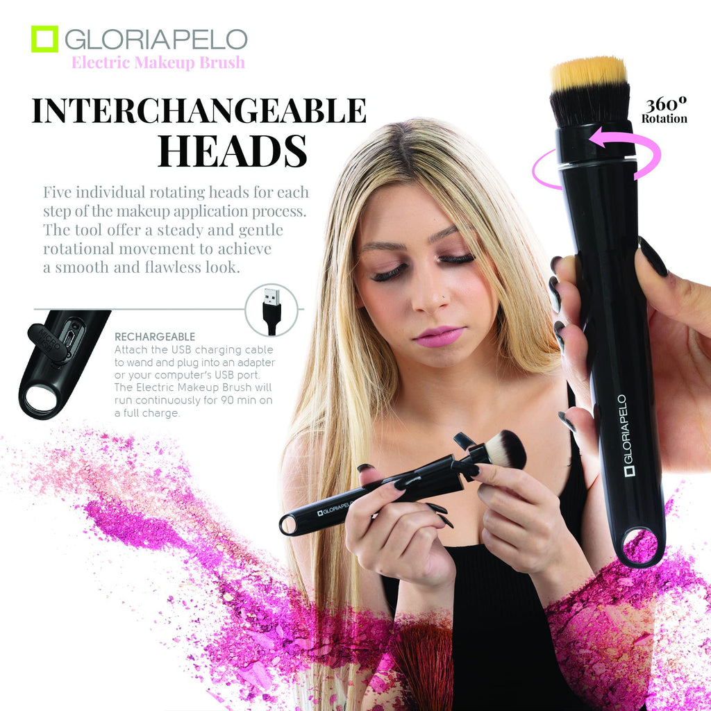 ZyraBeauty Portable Electric Makeup Brush – Rechargeable Travel Cosmetic Tool for Blush, Powder & Foundation with Adjustable Speed & Rotation