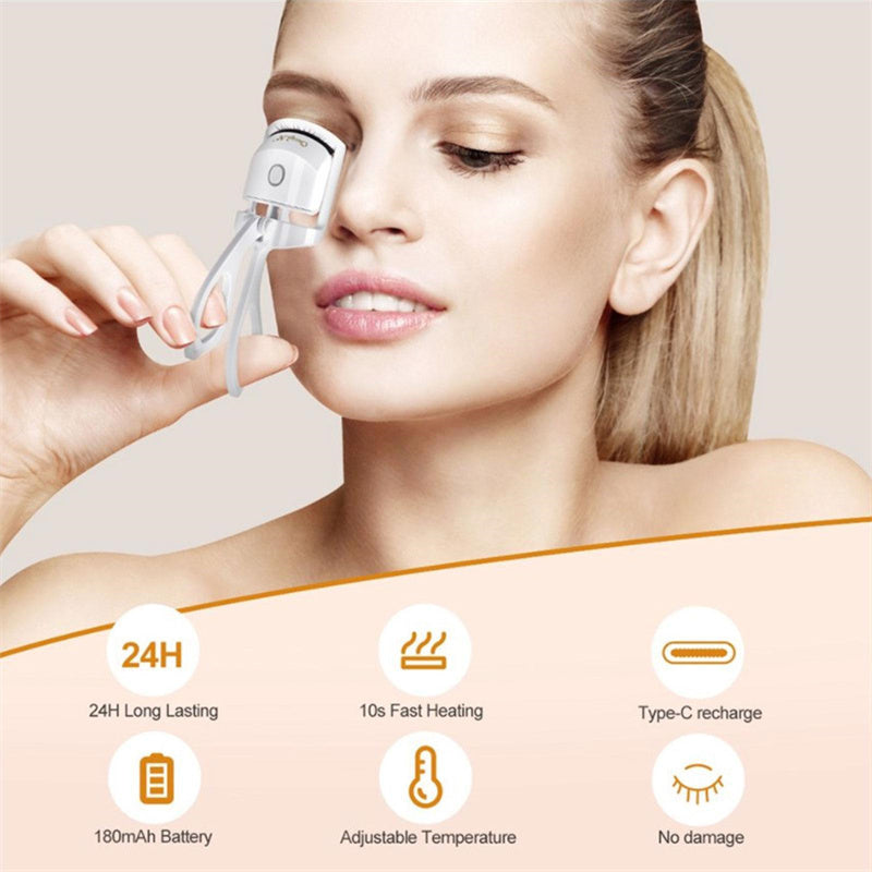 ZyraBeauty Rechargeable Heated Eyelash Curler – Electric Lash Lifter with 2 Temperature Modes, Portable USB Charging & Long-Lasting Curl