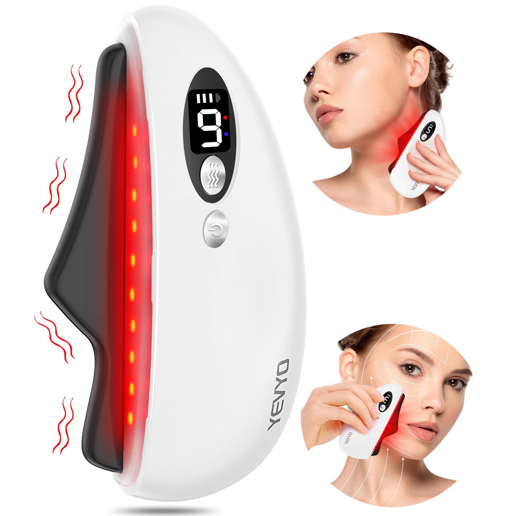 ZyraBeauty Electric Gua Sha Facial Tool – Heated Black Obsidian Stone for Face Lifting, Wrinkle Reduction & Full-Body Massage