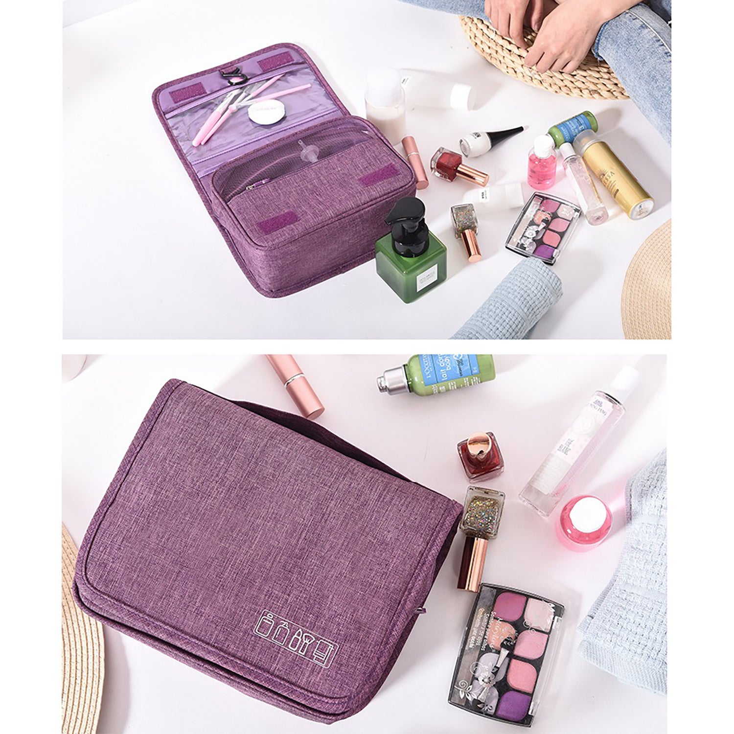 ZyraBeauty Large Capacity Korean Style Cosmetic Storage Box – PU Leather Travel Makeup Case with Multiple Compartments & Handle