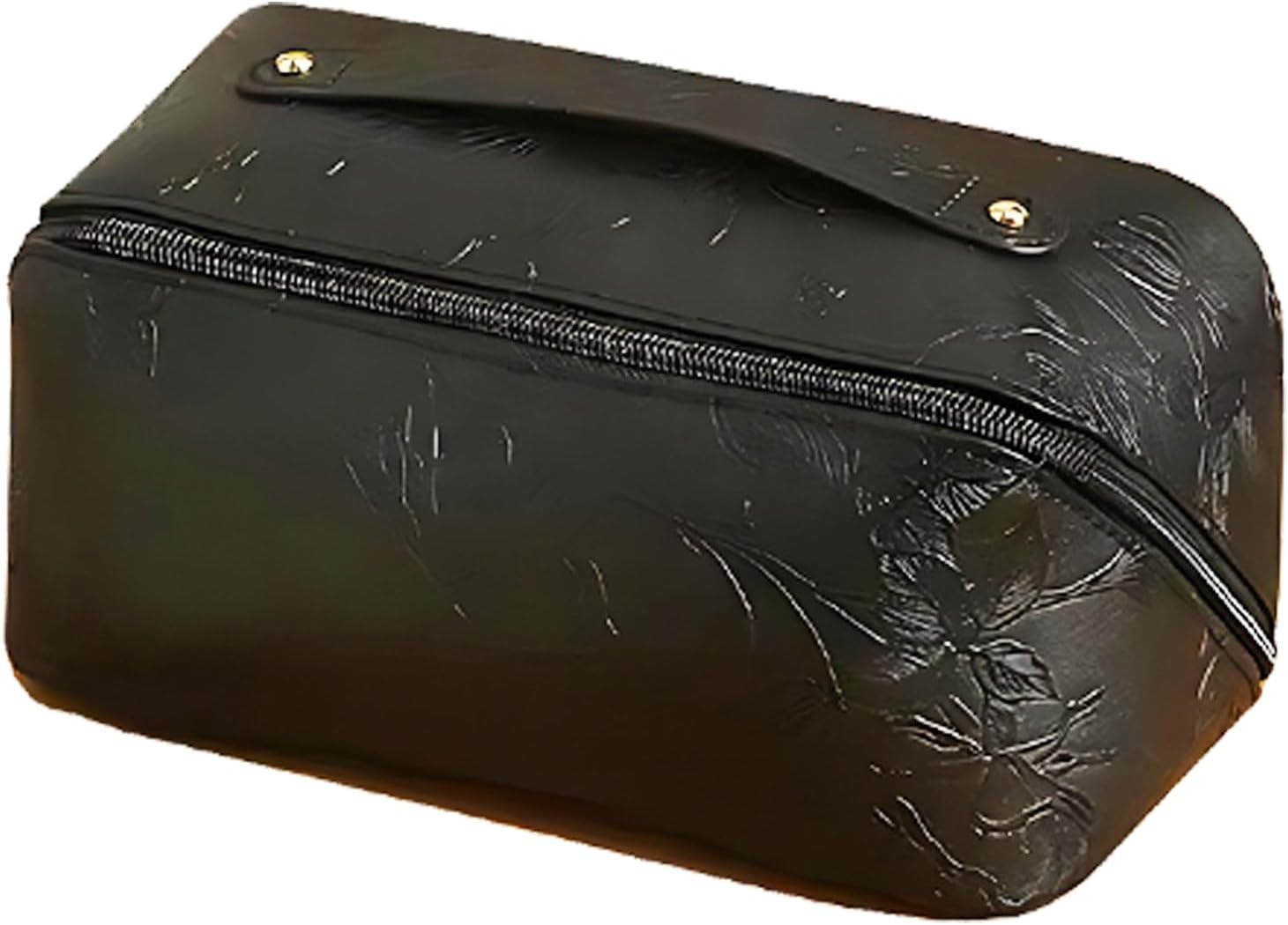 ZyraBeauty Embossed Leather Makeup Bag – Elegant PU Cosmetic Organizer Pouch for Daily Use or Wholesale Bulk Orders
