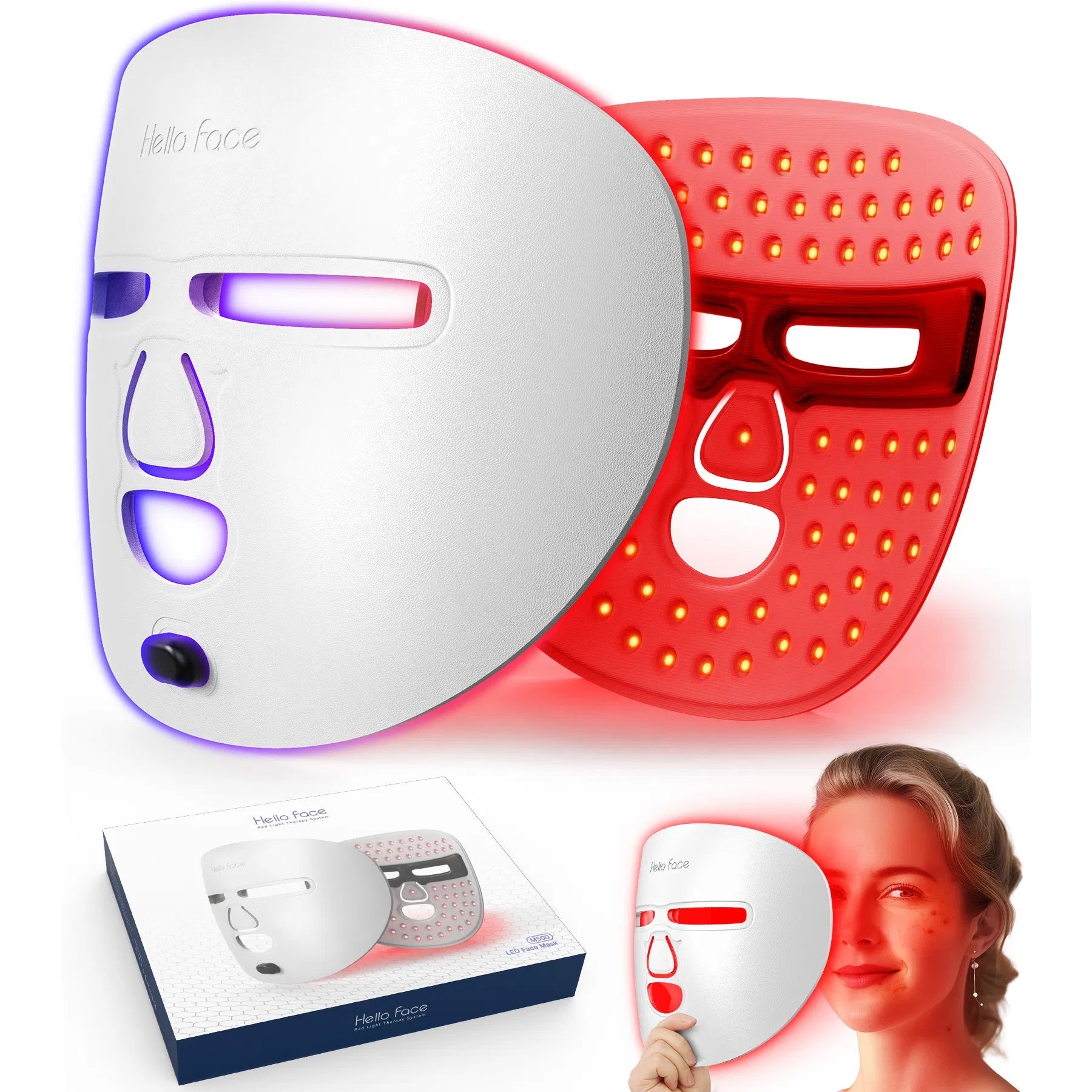 ZyraBeauty LED Face Mask with Red & Blue Light Therapy – Wireless Facial Care Device for Wrinkle Reduction, Acne Treatment & Skin Rejuvenation