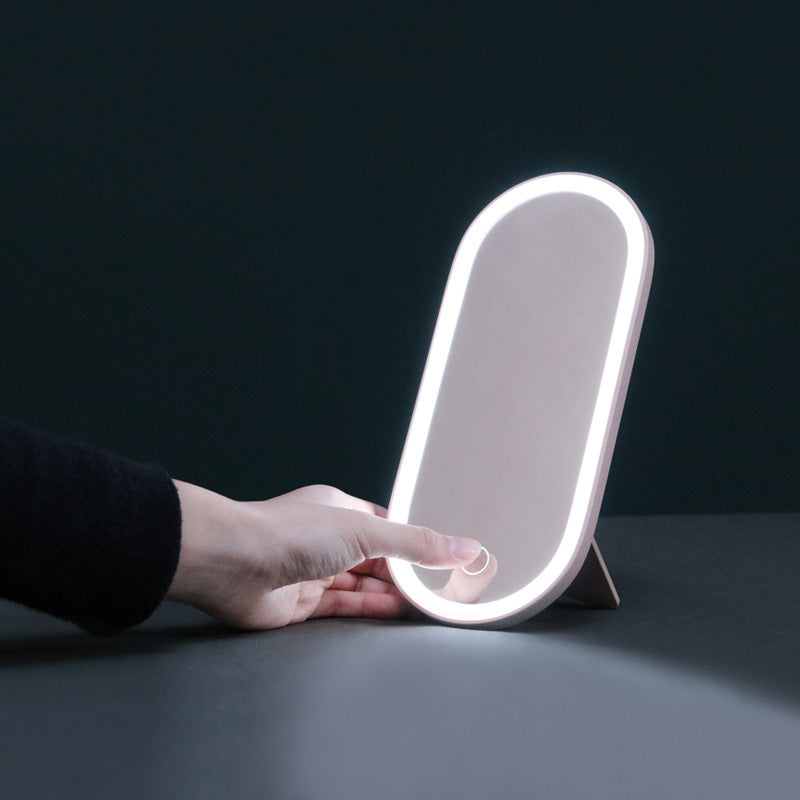 ZyraBeauty Portable LED Makeup Mirror Organizer Box – Touch Sensor Light, Rechargeable, Foldable Desk Storage Case for Travel & Home Use