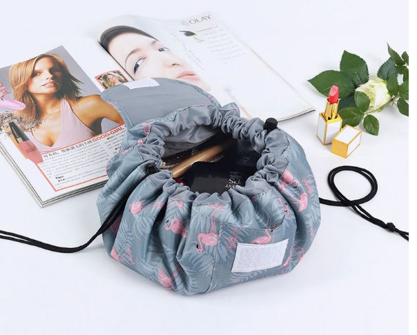 ZyraBeauty Animal Print Drawstring Makeup Bag – Large-Capacity, Waterproof, Lazy Cosmetic Pouch for Fast Packing & Travel Storage