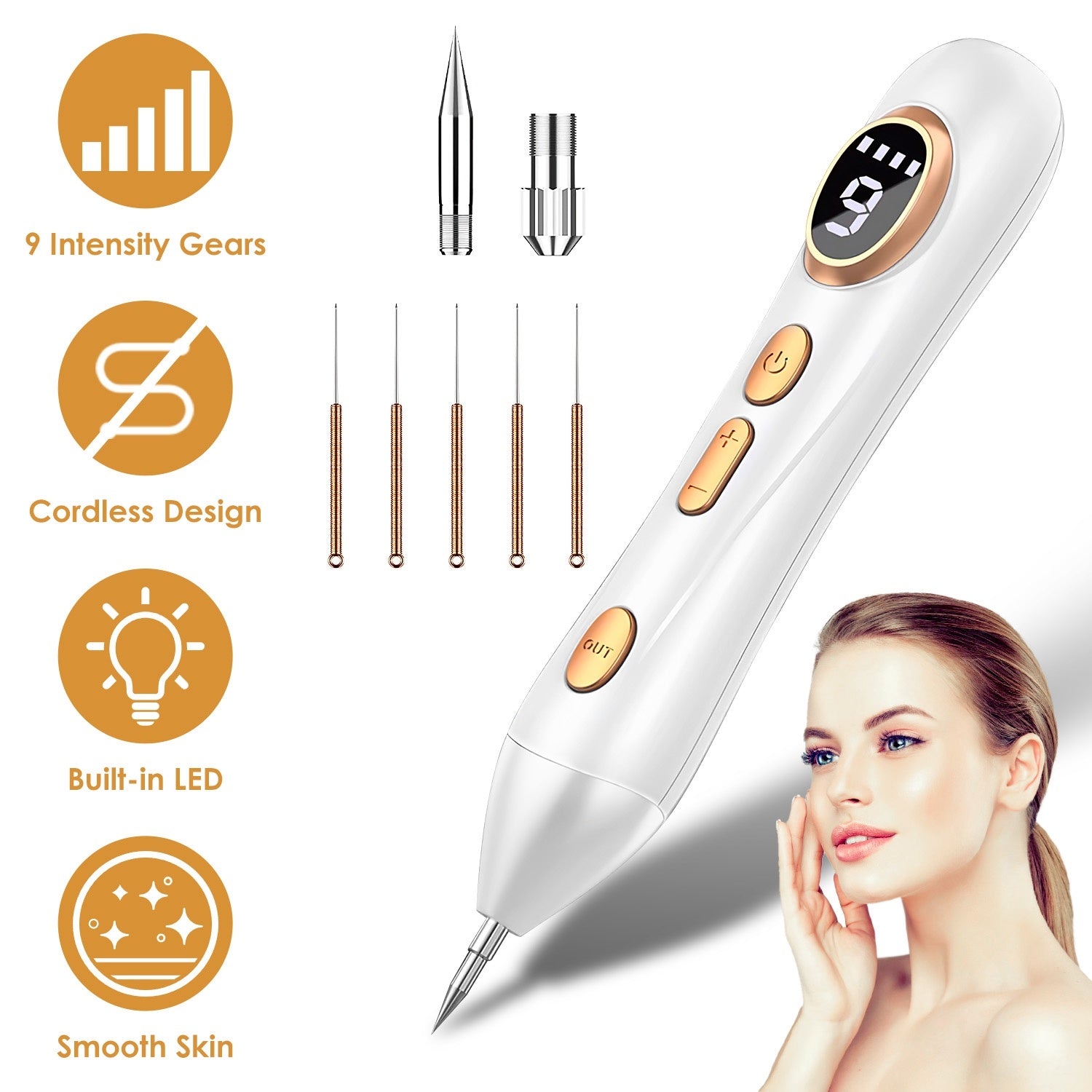 ZyraBeauty Portable Beauty Pen – 9-Level Rechargeable Precision Skincare Device with LED Light & Fine Needles