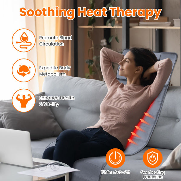 ZyraBeauty Full Body Electric Massage Mat – Heated Vibration Mat with Neck Pillow, 9 Modes, 3 Heat Levels, Timer