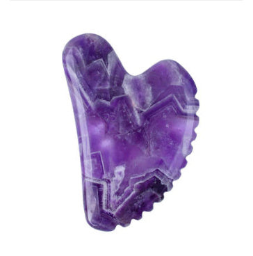 ZyraBeauty Amethyst Roller Set with Heart-Shaped Gua Sha Massager – Natural Crystal Facial Roller & Scraper for Skin Detox & Rejuvenation
