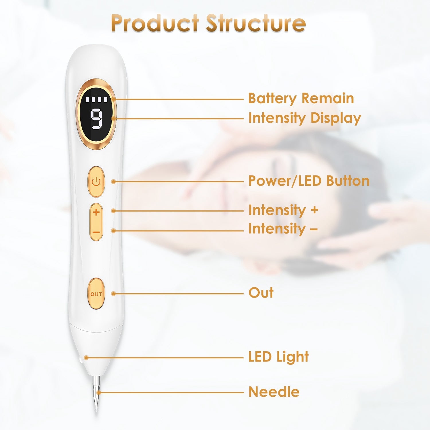 ZyraBeauty Portable Beauty Pen – 9-Level Rechargeable Precision Skincare Device with LED Light & Fine Needles