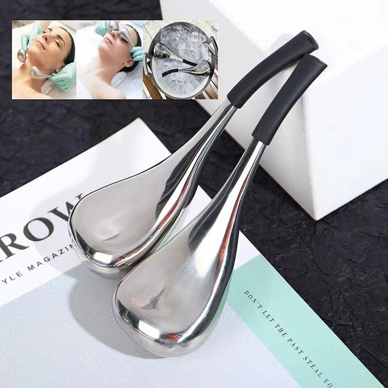 ZyraBeauty Stainless Steel Face & Eye Massage Ice Scoop – Portable Cooling Tool for Puffiness Relief, Skin Tightening & Soothing Facial Massage