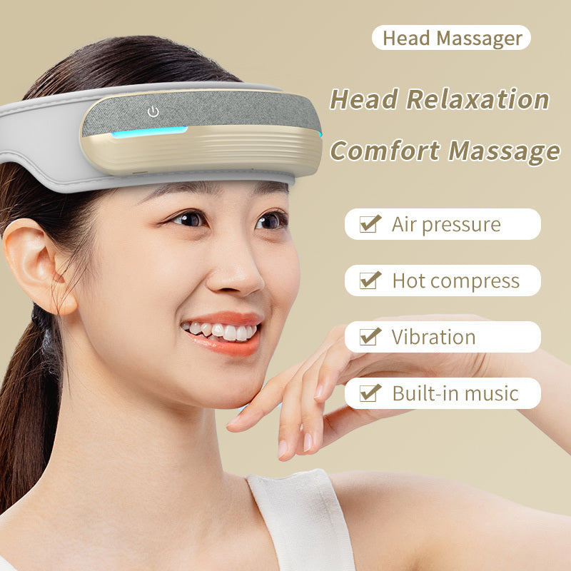 ZyraBeauty Foldable Heated Head Massager – Air Compression, Music, & USB Rechargeable for Deep Relaxation & Stress Relief